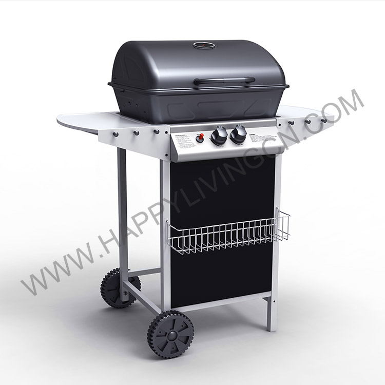 G2082F 2 Burner Gas BBQ with Foldable Side Table
